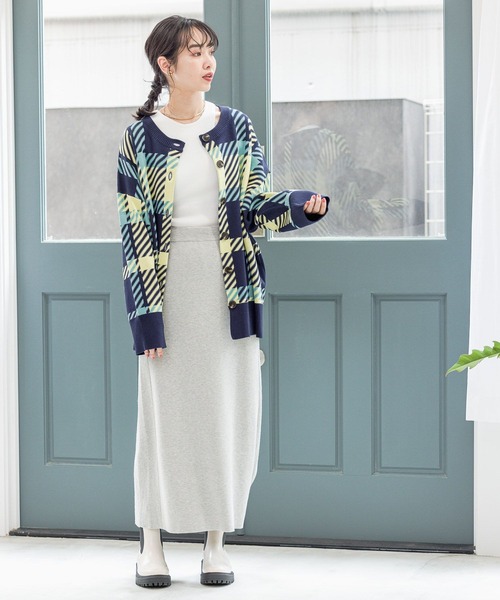 BAYFLOW（ベイフロー）の「マルチカラーチェックカーディガン（カーディガン/ボレロ・レディース・レッド/チャコール/ネイビー/ブルー・FREE）」の14枚目の写真