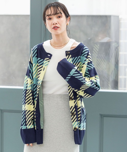 BAYFLOW（ベイフロー）の「マルチカラーチェックカーディガン