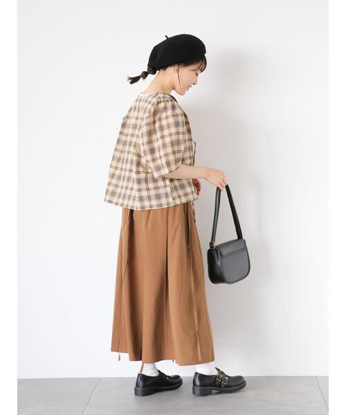 ehka sopo（エヘカソポ）の「チェックリボンブラウス（シャツ/ブラウス・レディース・グリーン/キャメル/ブルー/ベージュ・F）」の6枚目の写真