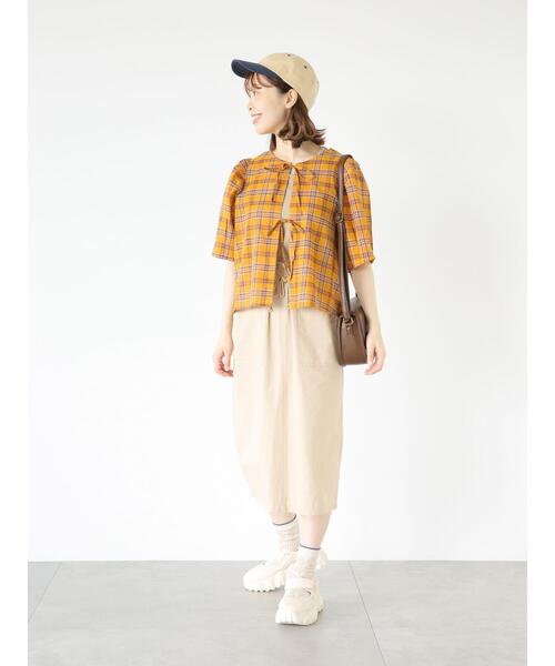 ehka sopo（エヘカソポ）の「チェックリボンブラウス（シャツ/ブラウス・レディース・グリーン/キャメル/ブルー/ベージュ・F）」の13枚目の写真