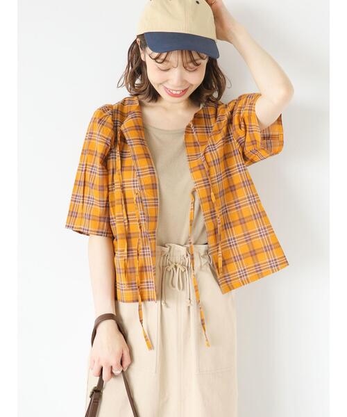 ehka sopo（エヘカソポ）の「チェックリボンブラウス（シャツ/ブラウス・レディース・グリーン/キャメル/ブルー/ベージュ・F）」の8枚目の写真