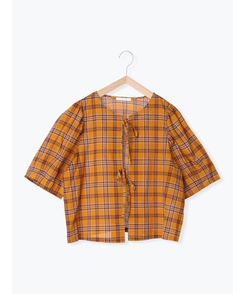 ehka sopo（エヘカソポ）の「チェックリボンブラウス（シャツ/ブラウス・レディース・グリーン/キャメル/ブルー/ベージュ・F）」の9枚目の写真