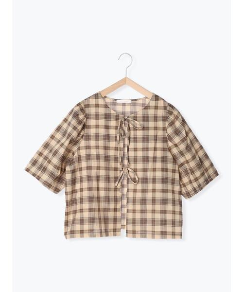 ehka sopo（エヘカソポ）の「チェックリボンブラウス（シャツ/ブラウス・レディース・グリーン/キャメル/ブルー/ベージュ・F）」の17枚目の写真
