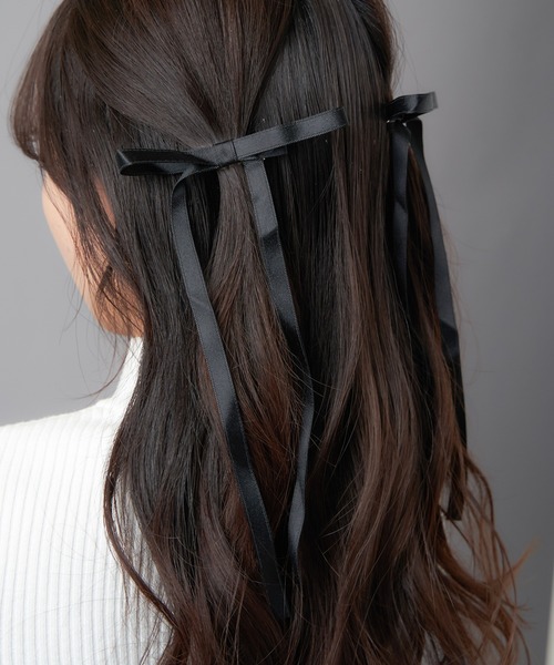 リボンのヘアクリップ２つ SPINNS ヘアクリップ 「2個セット」ヘアクリップ/レースドット