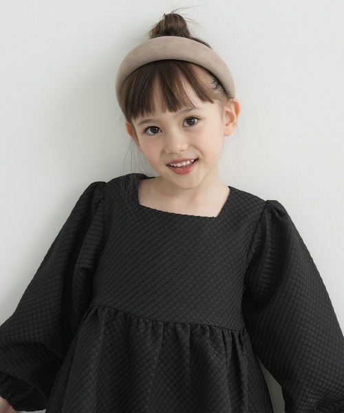 coca（coca）（コカ）の「キッズ　格子変わり織りスクエアネックブラウス（シャツ/ブラウス・キッズ・ホワイト/ブラック・110/120/130/140）」の8枚目の写真