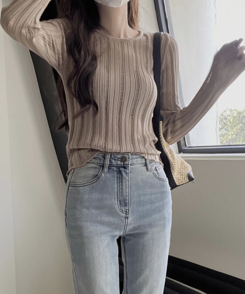 FREE STYLISTS(フリー スタイリスト)の「YUGA_YGMC ストライプシアー ミドル丈 トップス(その他トップス・レディース・ブラック/ベージュ/ホワイト・FREE)」の11枚目の写真