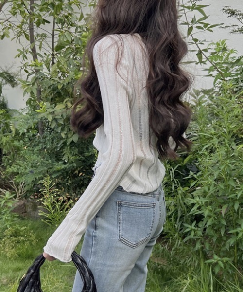 FREE STYLISTS(フリー スタイリスト)の「YUGA_YGMC ストライプシアー ミドル丈 トップス(その他トップス・レディース・ブラック/ベージュ/ホワイト・FREE)」の15枚目の写真