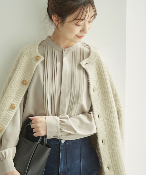 ROPE' PICNIC(ロペピクニック)の「白からの解放!多機能ブラウス/ピンタックブラウス(シャツ/ブラウス・レディース・ホワイト系その他/ベージュ系その他/ライトグレー/ネイビー・38)」の4枚目の写真