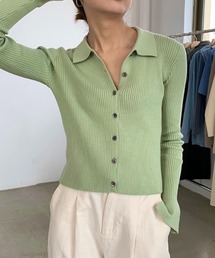 衿付き前開きソフトリブニット
