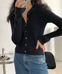 LADY LIKE | 衿付き前開きソフトリブニット(ニット/セーター)