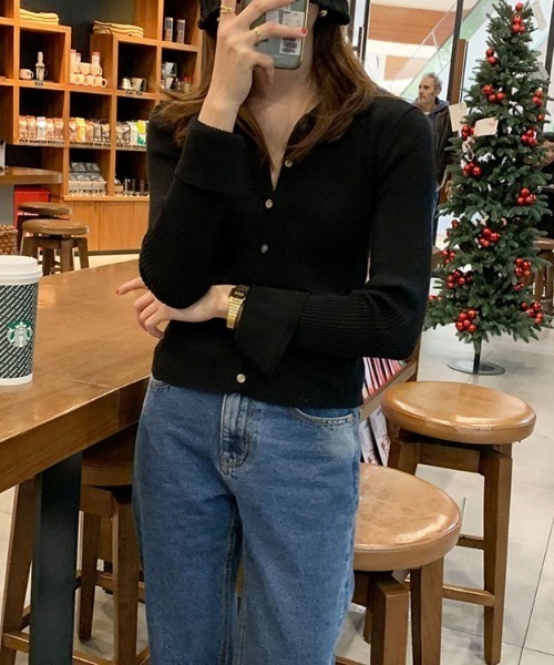 セール】衿付き前開きソフトリブニット（ニット/セーター）｜LADY LIKE