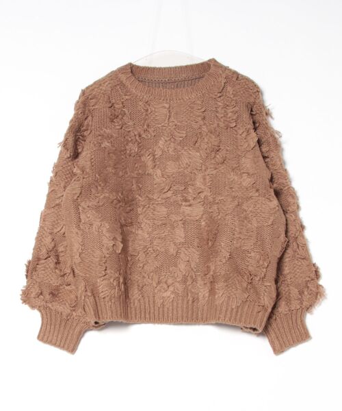 Bab(バブ)の「フリンジニットトップス(ニット/セーター・レディース・チャコールグレー/カーキ/アイボリー/キャメル/ホワイト・FREE)」の1枚目の写真