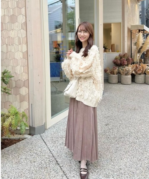 Bab(バブ)の「フリンジニットトップス(ニット/セーター・レディース・チャコールグレー/カーキ/アイボリー/キャメル/ホワイト・FREE)」の12枚目の写真