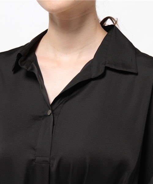 タグ付き✨MAX&Co シャツワンピース ベルト付き 秋に映える幻想ワンピ 38 セットアップ対応]ベルト付きタックワンピース/洗える