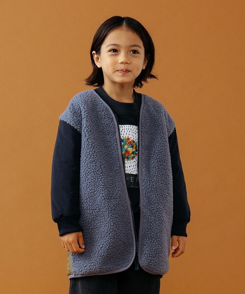 B:MING by BEAMS（ビーミングバイビームス）の「B:MING by BEAMS / ボア キルティング コート（100~140cm）（ノーカラーコート・キッズ・ブルー系その他/モカ・100/110/120/140/130）」の5枚目の写真