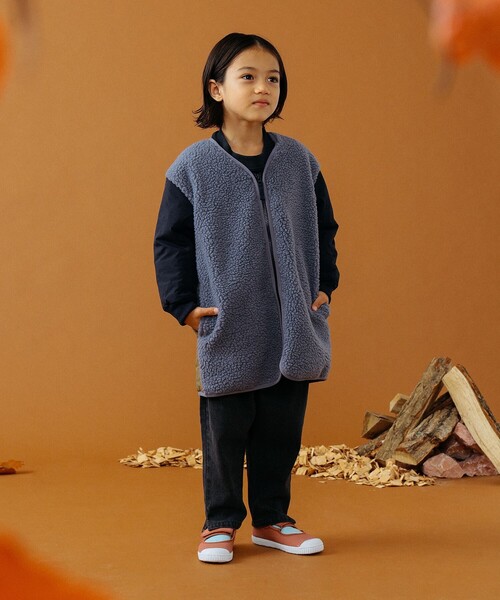 B:MING by BEAMS（ビーミングバイビームス）の「B:MING by BEAMS / ボア キルティング コート（100~140cm）（ノーカラーコート・キッズ・ブルー系その他/モカ・100/110/120/140/130）」の12枚目の写真