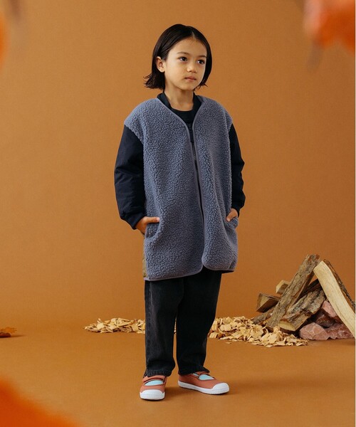 B:MING by BEAMS（ビーミングバイビームス）の「B:MING by BEAMS / ボア キルティング コート（100~140cm）（ノーカラーコート・キッズ・ブルー系その他/モカ・100/110/120/140/130）」の13枚目の写真