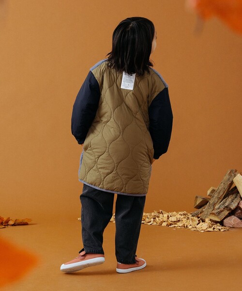 B:MING by BEAMS（ビーミングバイビームス）の「B:MING by BEAMS / ボア キルティング コート（100~140cm）（ノーカラーコート・キッズ・ブルー系その他/モカ・100/110/120/140/130）」の14枚目の写真