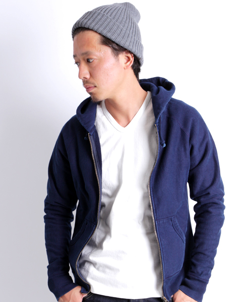 Denime（ドゥニーム）の「HEAVY SWEAT INDIGO ZIP PARKA/ヘビースウェットインディゴジップパーカー（パーカー・メンズ・ダークインディゴブルー/インディゴブルー・LARGE/MEDIUM/SMALL）」の2枚目の写真