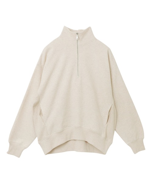andme（アンドミー）の「裏起毛ハーフジップ長袖スウェットプルオーバー（スウェット・レディース・アイボリー/グレー/チャコールグレー/ベージュ/オートミール・M）」の10枚目の写真