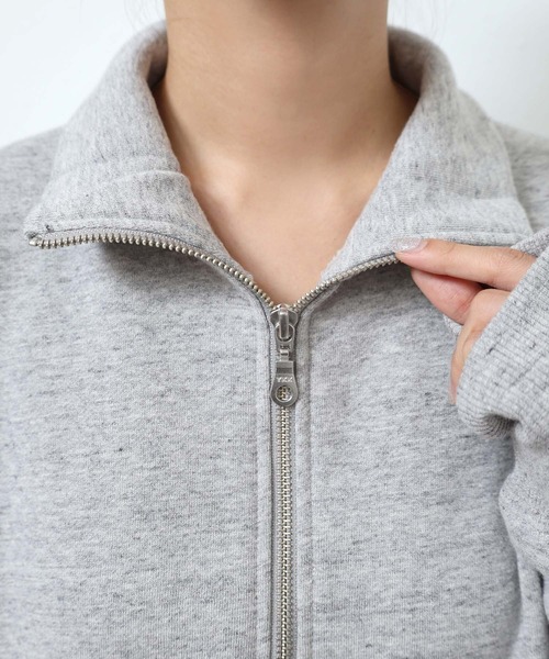 andme（アンドミー）の「裏起毛ハーフジップ長袖スウェットプルオーバー（スウェット・レディース・アイボリー/グレー/チャコールグレー/ベージュ/オートミール・M）」の15枚目の写真