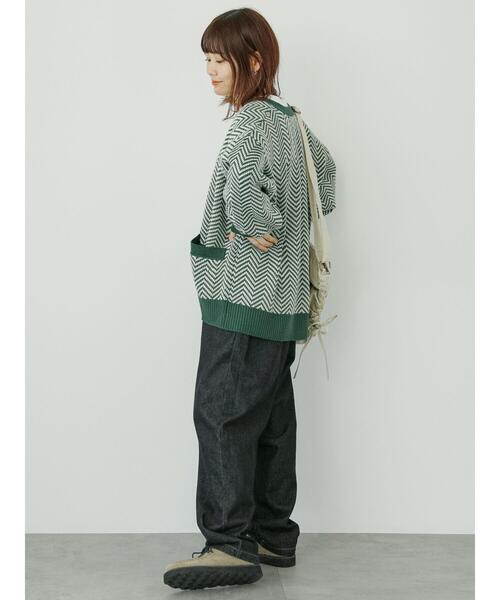 ehka sopo（エヘカソポ）の「ヘリンボーン柄Vネックカーディガン（カーディガン/ボレロ・レディース・グリーン/ブラウン/ブラック/ブルー・F）」の17枚目の写真