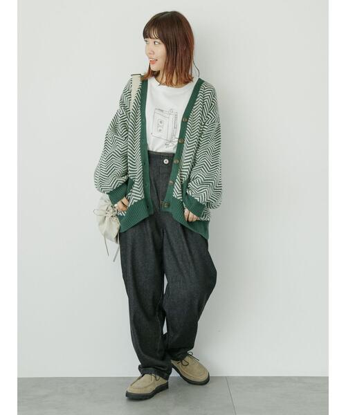 ehka sopo（エヘカソポ）の「ヘリンボーン柄Vネックカーディガン（カーディガン/ボレロ・レディース・グリーン/ブラウン/ブラック/ブルー・F）」の18枚目の写真