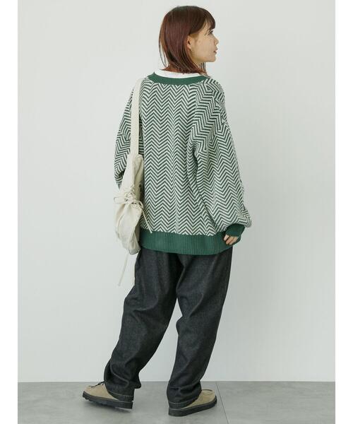 ehka sopo（エヘカソポ）の「ヘリンボーン柄Vネックカーディガン（カーディガン/ボレロ・レディース・グリーン/ブラウン/ブラック/ブルー・F）」の19枚目の写真