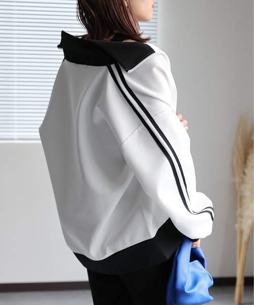 ap retro（アプレトロ）の「トラックジャケット／ジャージ（ブルゾン・レディース・ネイビー/アイボリー/オフホワイト/ベージュ・FREE）」の10枚目の写真