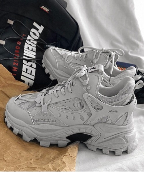 Burner(バーナー)の「【OKUOKU 0909】凸凹ビッグシルエットシューズ oku-shoes-652409762862-52 U(スニーカー・メンズ・ベージュ/ホワイト/グレー/ブラック・43/41/42)」の4枚目の写真