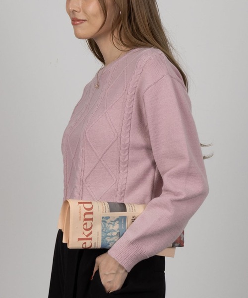 NAVY(ネイビー)の「NAVY もちもち 洗えるニット ケーブル編みプルオーバー(ニット/セーター・レディース・アイボリー/ブラウン/ピンク/ネイビー・M/L)」の4枚目の写真