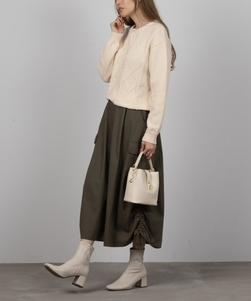 NAVY(ネイビー)の「NAVY もちもち 洗えるニット ケーブル編みプルオーバー(ニット/セーター・レディース・アイボリー/ブラウン/ピンク/ネイビー・M/L)」の5枚目の写真