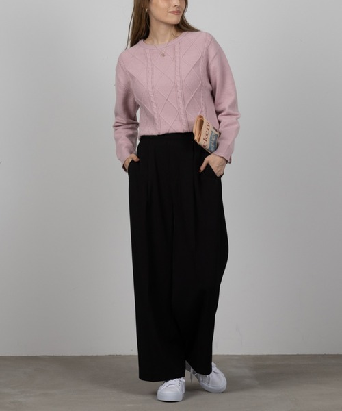 NAVY(ネイビー)の「NAVY もちもち 洗えるニット ケーブル編みプルオーバー(ニット/セーター・レディース・アイボリー/ブラウン/ピンク/ネイビー・M/L)」の8枚目の写真