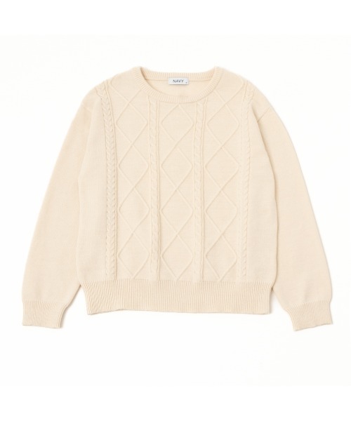 NAVY(ネイビー)の「NAVY もちもち 洗えるニット ケーブル編みプルオーバー(ニット/セーター・レディース・アイボリー/ブラウン/ピンク/ネイビー・M/L)」の11枚目の写真