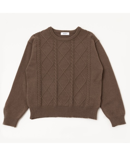 NAVY(ネイビー)の「NAVY もちもち 洗えるニット ケーブル編みプルオーバー(ニット/セーター・レディース・アイボリー/ブラウン/ピンク/ネイビー・M/L)」の12枚目の写真