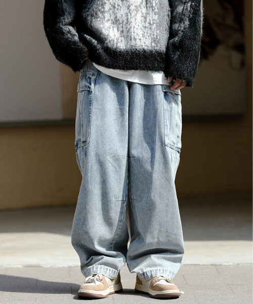 neos（ネオス）の「【neos -addictive design-】ルーズシルエット バルーン ワイド カーゴ デニム パンツ（デニムパンツ・メンズ・ブラック系その他/スミクロ/インディゴブルー/ブルー系その他/ブラック/サックスブルー・X-LARGE/MEDIUM/LARGE）」の6枚目の写真