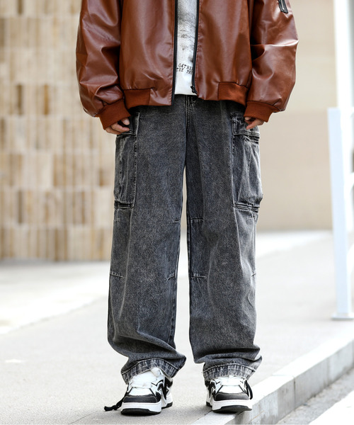 neos（ネオス）の「【neos -addictive design-】ルーズシルエット バルーン ワイド カーゴ デニム パンツ（デニムパンツ・メンズ・ブラック系その他/スミクロ/インディゴブルー/ブルー系その他/ブラック/サックスブルー・X-LARGE/MEDIUM/LARGE）」の8枚目の写真
