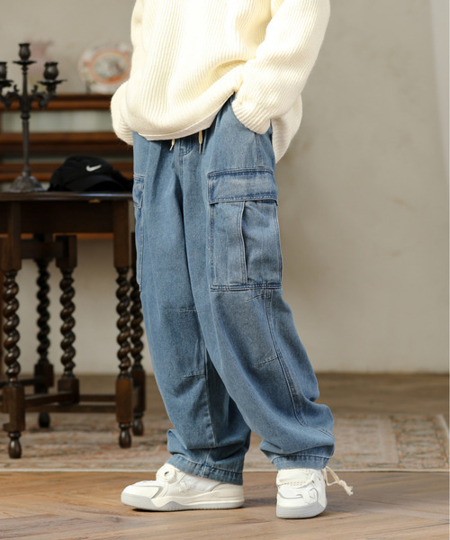 neos（ネオス）の「【neos -addictive design-】ルーズシルエット バルーン ワイド カーゴ デニム パンツ（デニムパンツ・メンズ・ブラック系その他/スミクロ/インディゴブルー/ブルー系その他/ブラック/サックスブルー・X-LARGE/MEDIUM/LARGE）」の19枚目の写真