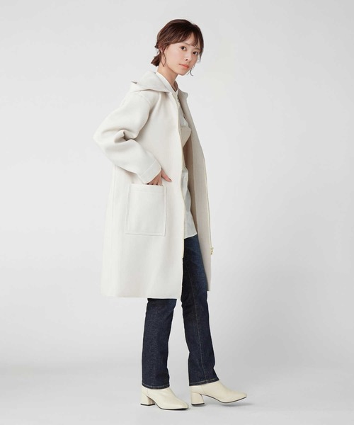 Right-on(ライトオン)の「【HONEYSUCKLE ROSE】裏リブZIPコート(チェスターコート・レディース・ブラック/オフホワイト・M/L)」の6枚目の写真