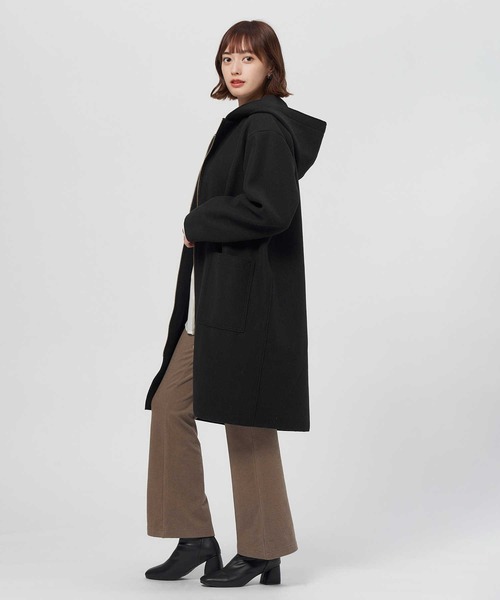 Right-on(ライトオン)の「【HONEYSUCKLE ROSE】裏リブZIPコート(チェスターコート・レディース・ブラック/オフホワイト・M/L)」の10枚目の写真