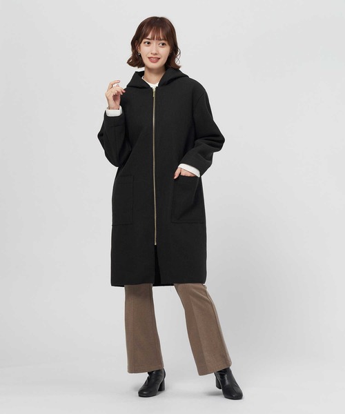 Right-on(ライトオン)の「【HONEYSUCKLE ROSE】裏リブZIPコート(チェスターコート・レディース・ブラック/オフホワイト・M/L)」の12枚目の写真