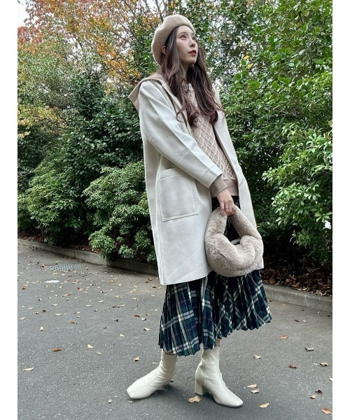 Right-on(ライトオン)の「【HONEYSUCKLE ROSE】裏リブZIPコート(チェスターコート・レディース・ブラック/オフホワイト・M/L)」の21枚目の写真