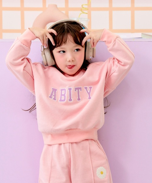 ABITYカレッジロゴ刺しゅう Vネックガゼットつき 薄手トレーナー