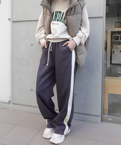 CORNERS（コーナーズ）の「トラックパンツ（スウェットパンツ・レディース・ブラック/チャコールグレー/杢グレー・M/S/L/XL）」の6枚目の写真