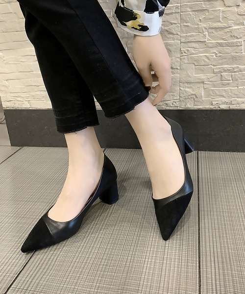 Miniministore（ミニミニストア）の「太ヒールパンプス 通勤 PUスエード（パンプス・レディース・ベージュ/ブラック・24.5cm/24.0cm/23.0cm/23.5cm/25.0cm/22.5cm）」の7枚目の写真