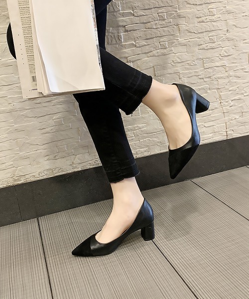 Miniministore（ミニミニストア）の「太ヒールパンプス 通勤 PUスエード（パンプス・レディース・ベージュ/ブラック・24.5cm/24.0cm/23.0cm/23.5cm/25.0cm/22.5cm）」の9枚目の写真