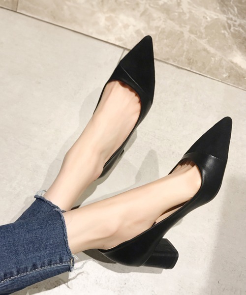 Miniministore（ミニミニストア）の「太ヒールパンプス 通勤 PUスエード（パンプス・レディース・ベージュ/ブラック・24.5cm/24.0cm/23.0cm/23.5cm/25.0cm/22.5cm）」の11枚目の写真