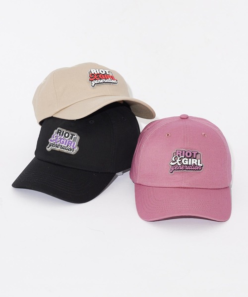 X-girl（エックスガール）の「DOUBLE LOGO 6PANEL CAP（キャップ・レディース・ピンク/ベージュ/ブラック・ONE SIZE）」の9枚目の写真