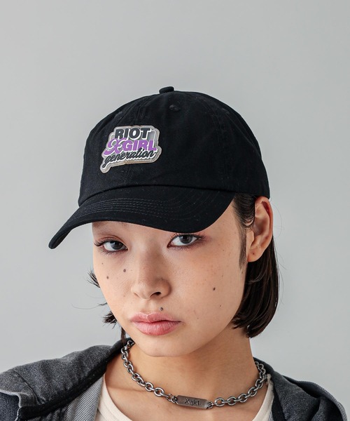 X-girl（エックスガール）の「DOUBLE LOGO 6PANEL CAP（キャップ・レディース・ピンク/ベージュ/ブラック・ONE SIZE）」の15枚目の写真