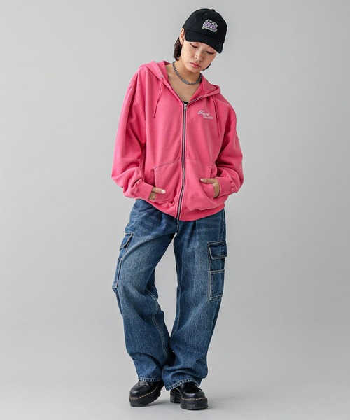 X-girl（エックスガール）の「DOUBLE LOGO 6PANEL CAP（キャップ・レディース・ピンク/ベージュ/ブラック・ONE SIZE）」の20枚目の写真